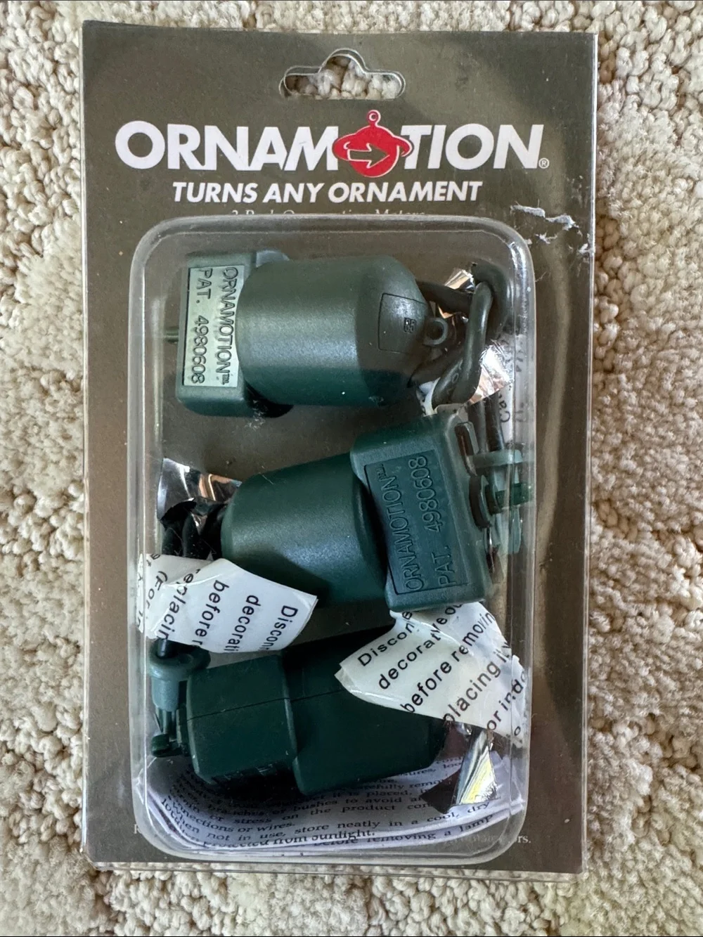 Ornamotion - Pack of 3 Green Ornament Spinners - New